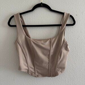 Fashion Nova Nude Stretchy Corset Tank Top - Medium